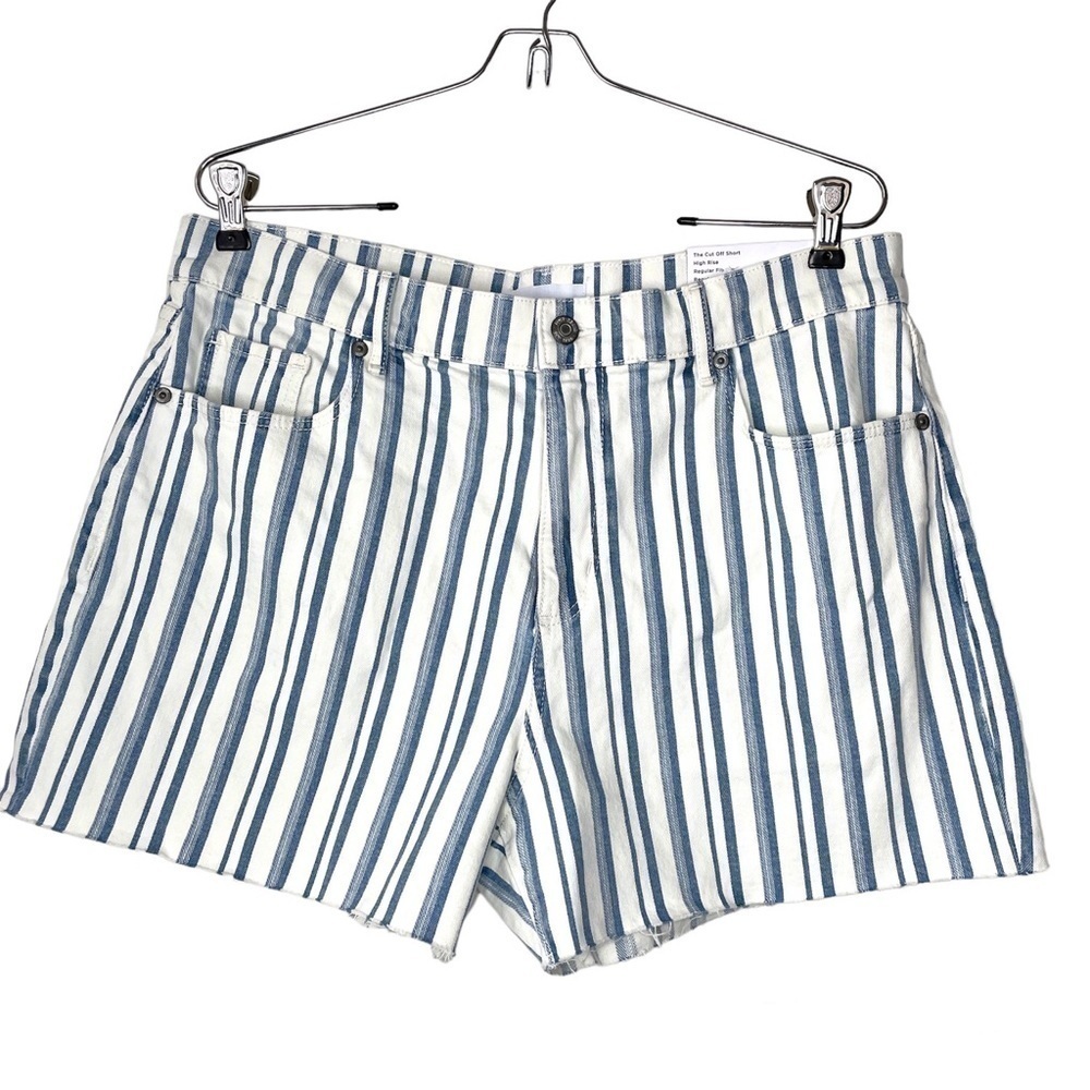 NWT Loft Blue and White Striped The Cut Off Short 12/31